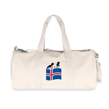 Icelandic flag with Icelandic horses - Recycled Canvas Sports Bag by Stanley/Stella - natural - Front