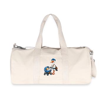 Cigogne avec poussette - Sac de sport en toile recyclée Stanley/Stella - blanc naturel - Devant