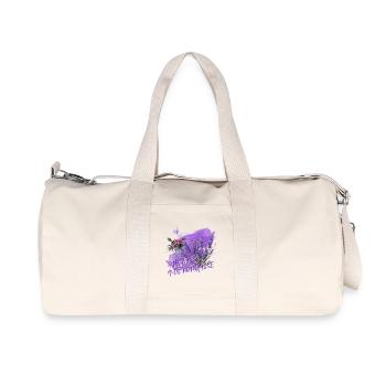 Amour à la Française Lavendel und Provence Flair - Recycelte Canvas-Sporttasche von Stanley/Stella - Naturweiß - Vorne