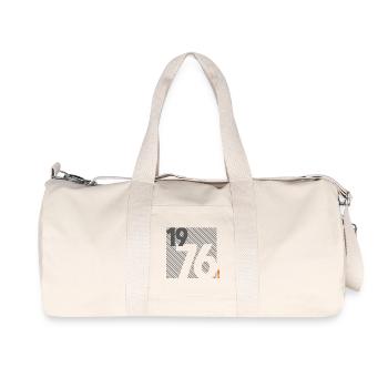 Fabriqué en 1976 Rétro moderniste Design Cadeau d’anniversaire - Sac de sport en toile recyclée Stanley/Stella - blanc naturel - Devant