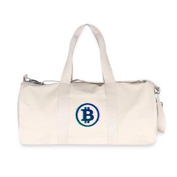 Neon Bitcoin Logo – Futuristic Crypto Glow Design - Recycelte Canvas-Sporttasche von Stanley/Stella - Naturweiß - Vorne