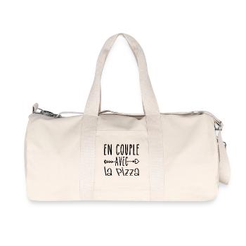 Paare mit Pizza, Pizza Fans Geschenk - Recycelte Canvas-Sporttasche von Stanley/Stella - Naturweiß - Vorne
