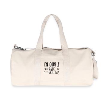 En Couple avec Hot-dog, cadeau Fans de Hot-dog - Sac de sport en toile recyclée Stanley/Stella - blanc naturel - Devant