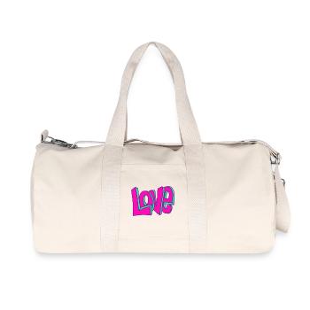 Graffiti Love - Recycelte Canvas-Sporttasche von Stanley/Stella - Naturweiß - Vorne