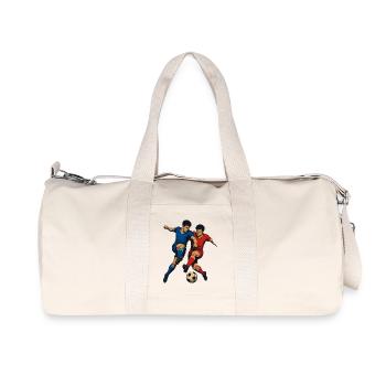 Fußball Retro Zweikampf Vintage Spieler - Recycelte Canvas-Sporttasche von Stanley/Stella - Naturweiß - Vorne