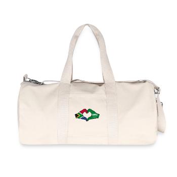 Südafrika Saudi Arabien Flagge Hände Herzform - Recycelte Canvas-Sporttasche von Stanley/Stella - Naturweiß - Vorne