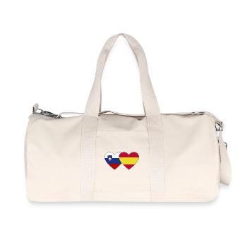 Slowenien Spanien Flagge Herz - Recycelte Canvas-Sporttasche von Stanley/Stella - Naturweiß - Vorne