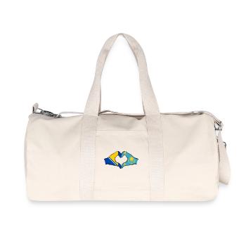 Bosnia Kazakhstan Flag Hands Heart Shape - Recycled Canvas Sports Bag by Stanley/Stella - natural - Front