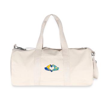 Bosnie Kazakhstan drapeau mains forme de coeur utilisé - Sac de sport en toile recyclée Stanley/Stella - blanc naturel - Devant