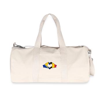 Bosnie Belgique Drapeau Mains Coeur Forme - Sac de sport en toile recyclée Stanley/Stella - blanc naturel - Devant