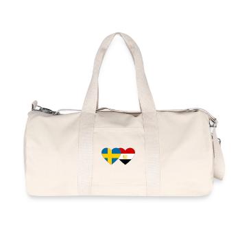 Sweden Egypt Flag Hands Heart Shape - Recycled Canvas Sports Bag by Stanley/Stella - natural - Front