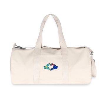 Kazakhstan Australia Flag Hands Heart Shape - Recycled Canvas Sports Bag by Stanley/Stella - natural - Front