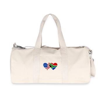 États-Unis, Afrique du Sud, drapeau, forme de coeur - Sac de sport en toile recyclée Stanley/Stella - blanc naturel - Devant