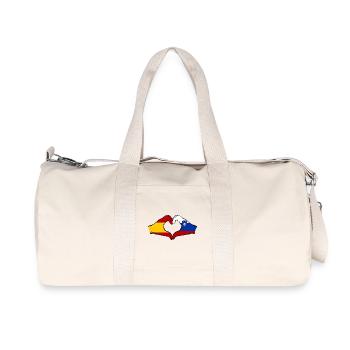 Spain Slovenia flag hands heart used - Recycled Canvas Sports Bag by Stanley/Stella - natural - Front