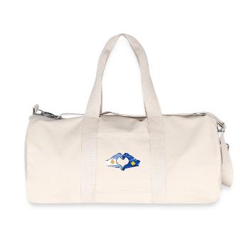 Argentina Kosovo flag hands heart shape used - Recycled Canvas Sports Bag by Stanley/Stella - natural - Front