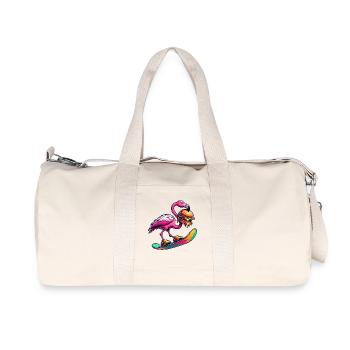 Flamingo Snowboarder with Burger - Recycled Canvas Sports Bag by Stanley/Stella - natural - Front