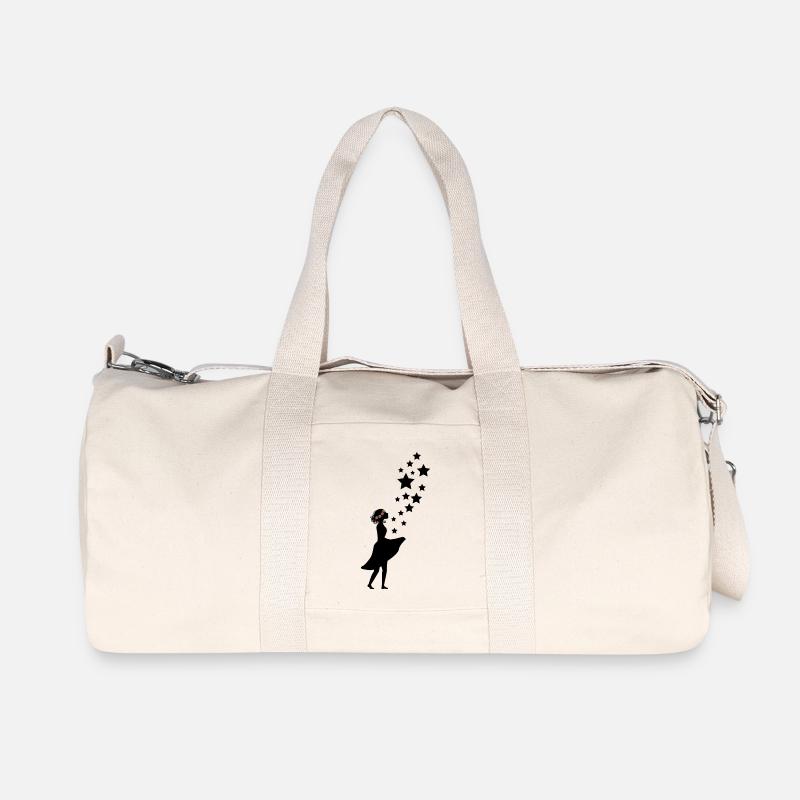 Blumen-Mädchen mit Sternenhimmel - Recycelte Canvas-Sporttasche von Stanley/Stella - Naturweiß