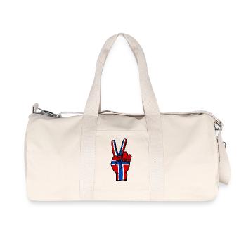 Norwegen Flagge Frieden Victory Symbol - Recycelte Canvas-Sporttasche von Stanley/Stella - Naturweiß - Vorne