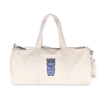 cool hippo with sunglasses - Recycled Canvas Sports Bag by Stanley/Stella - natural - Front