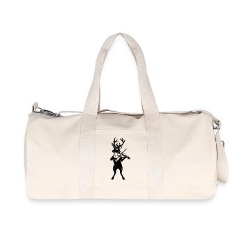 Reindeer Playing Violin Cartoon Illustration - Recycled Canvas Sports Bag by Stanley/Stella - natural - Front