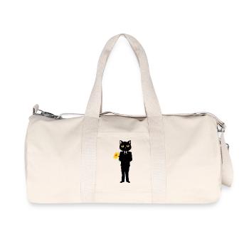 Elegante Katze im Anzug mit Blume - Recycelte Canvas-Sporttasche von Stanley/Stella - Naturweiß - Vorne