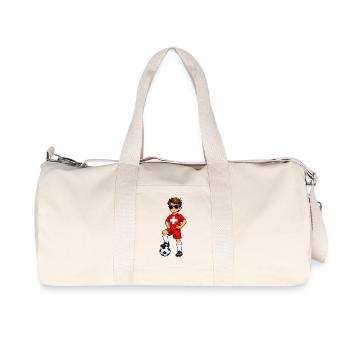 Football Young Switzerland Fan Swiss Flag - Recycled Canvas Sports Bag by Stanley/Stella - natural - Front