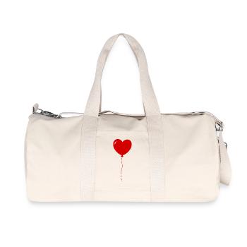 Minimalistischer roter Herzballon - Recycelte Canvas-Sporttasche von Stanley/Stella - Naturweiß - Vorne