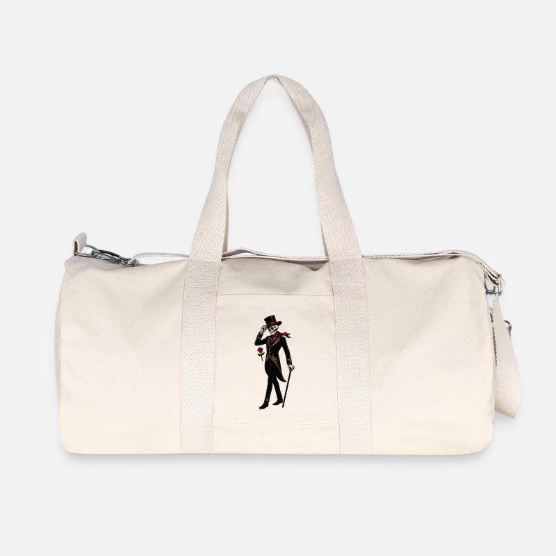 Skelett-Dandy mit Rose im Vintage-Stil - Recycelte Canvas-Sporttasche von Stanley/Stella - Naturweiß