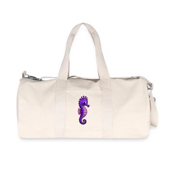 Purple Seahorse Cartoon - Recycled Canvas Sports Bag by Stanley/Stella - natural - Front