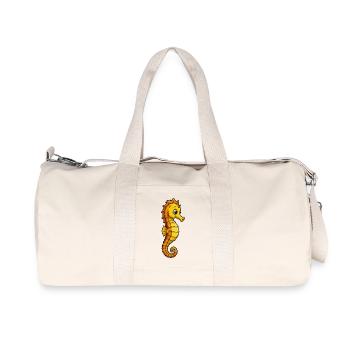 Gelbes Cartoonseepferdchen - Recycelte Canvas-Sporttasche von Stanley/Stella - Naturweiß - Vorne