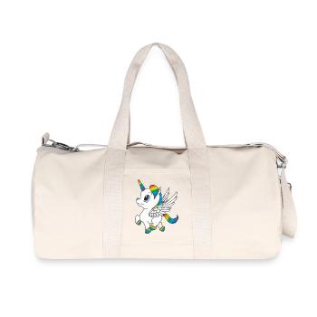 Rainbow unicorn, Pegasus - Recycled Canvas Sports Bag by Stanley/Stella - natural - Front