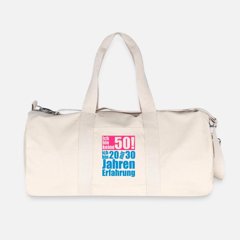 Ich bin keine 50! - Recycelte Canvas-Sporttasche von Stanley/Stella - Naturweiß
