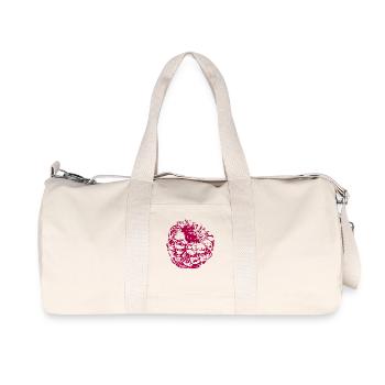Magenta Blütenkugel Muster - Recycelte Canvas-Sporttasche von Stanley/Stella - Naturweiß - Vorne