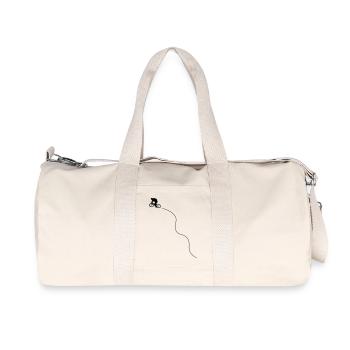 Mountainbiker fährt bergauf mit kurviger Spurlinie - Recycelte Canvas-Sporttasche von Stanley/Stella - Naturweiß - Vorne