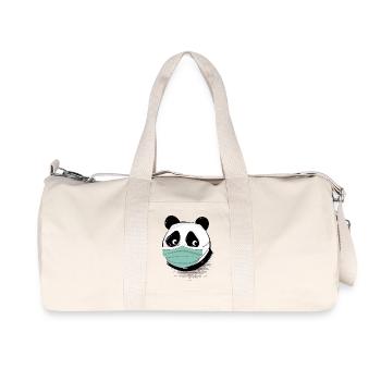 Ours panda avec masque masque - Sac de sport en toile recyclée Stanley/Stella - blanc naturel - Devant