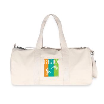 BMX Color Block Rider Silhouettes - Recycled Canvas Sports Bag by Stanley/Stella - natural - Front