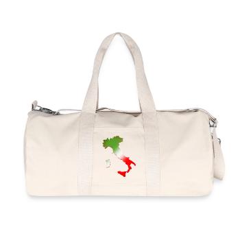 Landkarte von Italien mit dreifarbiger Flagge - Recycelte Canvas-Sporttasche von Stanley/Stella - Naturweiß - Vorne