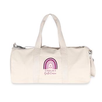 Ich werde eine große Cousine Boho Regenbogen - Recycelte Canvas-Sporttasche von Stanley/Stella - Naturweiß - Vorne