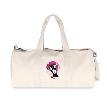 goat funny head animal horns humor woman - Recycled Canvas Sports Bag by Stanley/Stella - natural - Front