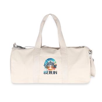 Berlin City Brilliance: Vibrant Cityscape Art - Recycled Canvas Sports Bag by Stanley/Stella - natural - Front