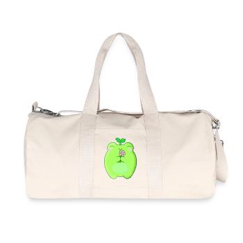 cute frog kawaii with flower - Recycled Canvas Sports Bag by Stanley/Stella - natural - Front