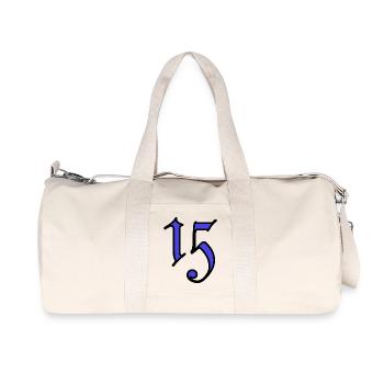 15. 15 JAHRE. 15. JAHRESTAG. 15-JÄHRIGES JUBILÄUM. - Recycelte Canvas-Sporttasche von Stanley/Stella - Naturweiß - Vorne