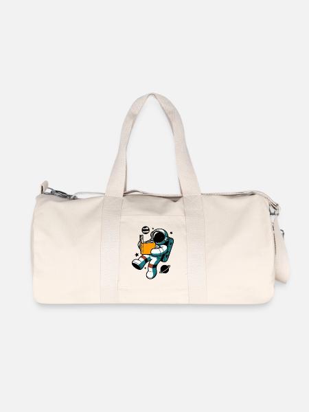 Lesender Astronaut: Lernen in der Schwerelosigkeit - Recycelte Canvas-Sporttasche von Stanley/Stella - Naturweiß