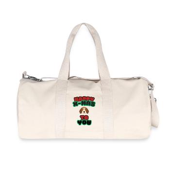 Happy X-mas to you Hund Design - Recycelte Canvas-Sporttasche von Stanley/Stella - Naturweiß - Vorne