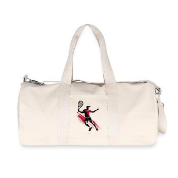 Silhouette de joueur de tennis de tennis, rouge-noir - Sac de sport en toile recyclée Stanley/Stella - blanc naturel - Devant