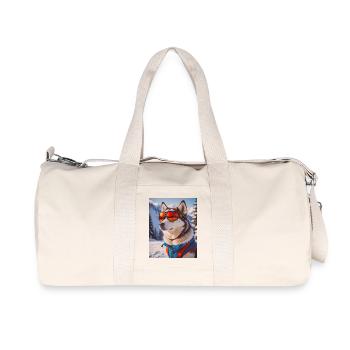 chiens super mignons Husky en robe de ski - Sac de sport en toile recyclée Stanley/Stella - blanc naturel - Devant