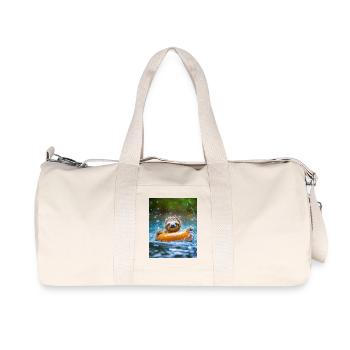 Baignade paresseuse, animaux amusants pour les enfants - Sac de sport en toile recyclée Stanley/Stella - blanc naturel - Devant