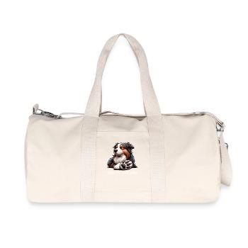 Talk To The Paw Australian Shepherd Aussie Aussies - Recycled Canvas Sports Bag by Stanley/Stella - natural - Front