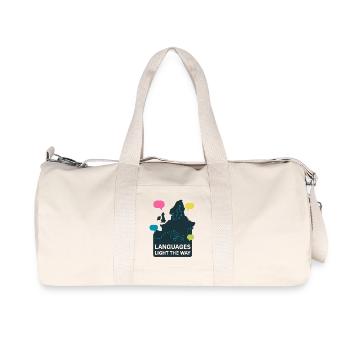 Les langues éclairent le chemin Langues Europe - Sac de sport en toile recyclée Stanley/Stella - blanc naturel - Devant