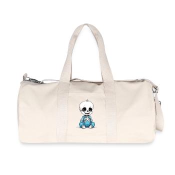 Bébé squelette en pyjama bleu - Sac de sport en toile recyclée Stanley/Stella - blanc naturel - Devant